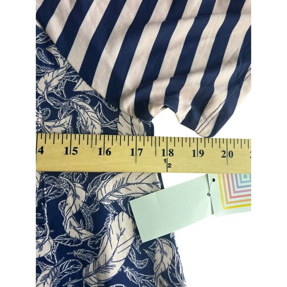 Lularoe Carly Striped Navy & Pink Feather Print High-Low Dress Small - Picture 14 of 14